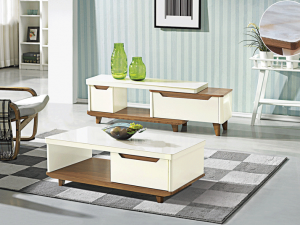 Bianca TV Console Double Drawers and GT Coffee Table - Gloss Glass display